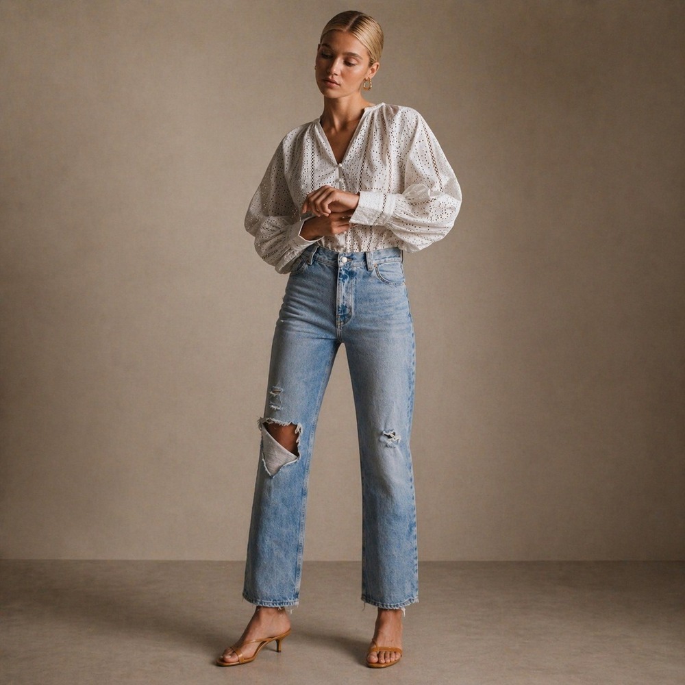 AGOLDE 90s Pinch Waist High Rise Straight Distressed Jeans Sz 26